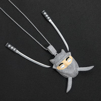Nouveau Collier Pendentif Hip Hop Européen Assassin avec Épée en Zircon Incrustée d'Émail Rétractable, Bijou Tendance