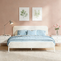 Meubles de chambre à coucher durables, écologiques et bon marché, lit en métal, lit queen, lit simple, lit plateforme en acier avec tête de lit en tissu