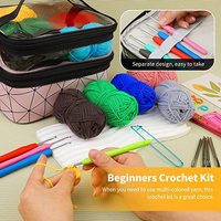 Kit de Crochets à Tricoter Portable de 105 Pièces DIY, Aiguilles à Tisser à la Main avec Sac de Rangement pour Fil et Crochet TPR de 3mm