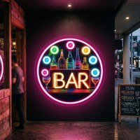 Panneau néon LED à prix d'usine, AC 110-240V, personnalisable en acrylique/acier inoxydable, étanche IP65, taille/couleur personnalisables pour bar et fête