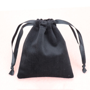 Factory Supply 8*10 cm Luxury Soft Black Drawstring Velvet Bag Custom <b>Small</b> Jewelry Pouch Packaging With logo Gold Printed - Product Image 5