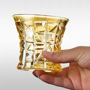 N39ガラス琥珀色ウイスキーカップクラシックスタイルウイスキータンブラー卸売カップセット