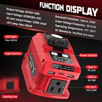 Convertisseur de courant portable 220W à onde sinusoïdale modifiée 5V 3A, efficacité 93%, 50/60Hz, convertit DC 18V en AC 110V, sortie unique USB-A, pour le camping