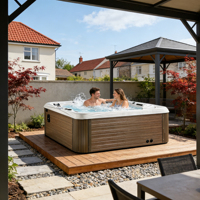 Spa extérieur Sunrans pour 5 personnes, design écologique Balboa, jets de massage ciblés pour tout le corps, hydrothérapie pour la famille