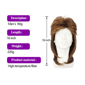 Gran oferta de pelucas de <span class=keywords><strong>pelo</strong></span> largo y <span class=keywords><strong>rizado</strong></span> esponjoso para <span class=keywords><strong>hombre</strong></span>, pelucas de fibra sintética de los años 80, peluca marrón Rock <span class=keywords><strong>Mullet</strong></span> para <span class=keywords><strong>hombre</strong></span> - Product Image 3