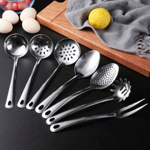 Ensemble d'ustensiles de cuisine en acier inoxydable en gros, outils de cuisson polyvalents : cuillère de service, spatule, écumoire, fourchette, louche à soupe, entonnoir - Product Image 2