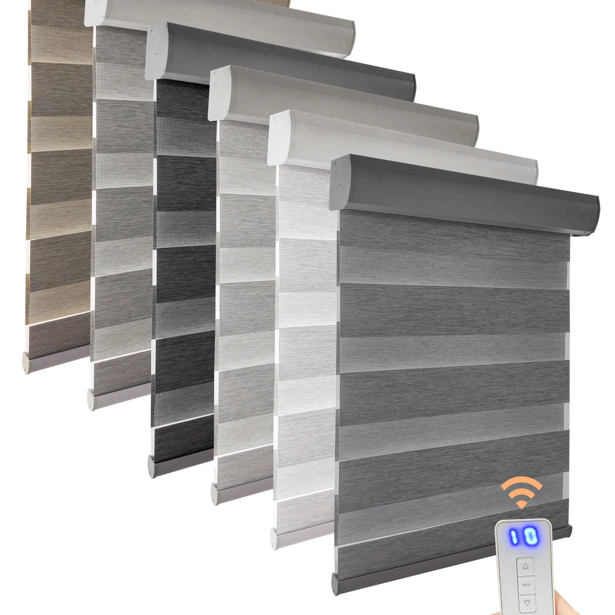 Рекламный ролик для окон для использования в отеле, радужные цветные автоматические светонепроницаемые жалюзи с мотором и зеброй