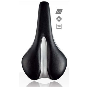 Velo-sillín de inyección de fibra de carbono/nailon con parte trasera de bicicleta, sillín de cuero negro/plateado - Product Image 1