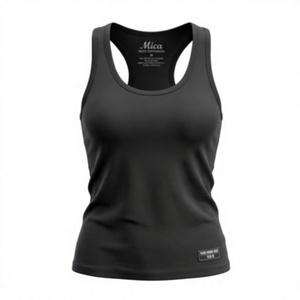 Camiseta sin mangas sexy para mujer, totalmente personalizada, de color liso, con cuello redondo, tejida, transpirable, informal, sin mangas, con parte delantera de spandex y algodón, deportiva - Product Image 3