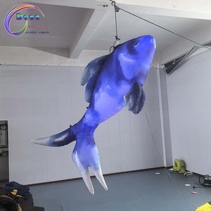<span class=keywords><strong>Ballon</strong></span> gonflable suspendu en forme de poisson bleu avec lumières LED pour la décoration des plafonds de centres commerciaux et des spectacles sur scène - Product Image 4