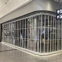 Vuelos comerciales de aluminio de acordeón puertas correderas manual de policarbonato transparente puerta plegable