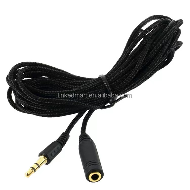 3 Meters Nylon Gold Plated 3.5mm Female to Male Headphone 3.5mm Stereo Extension Cable 3.5mm Male to Female Car Audio Aux Cable