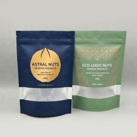 Sachet d'emballage transparent refermable en plastique imprimé sur mesure, de qualité alimentaire, pour poudre, noix, fruits secs, avec fermeture éclair, type pochette souple verticale