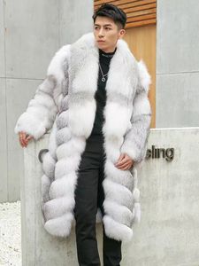 Tendance de la mode Hiver Garder au chaud Manteau long élégant Col design Fourrure de renard croisé pour hommes - Product Image 2