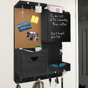 Wooden Wall Mounted Storage Rack With <b>Drawers</b> Key Organizer For Entryway Home Organization - Product Image 1