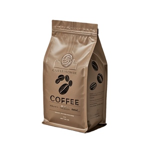 Pochette à café au détail au design personnalisé sacs à café à fond plat imprimés personnalisés avec valve et fermeture éclair