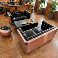 Canapé en cuir et aluminium or rose 2 places pour hall d'hôtel, salon, réception et projets commerciaux