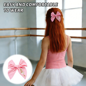 Pinza para el pelo con bordado de bailarina, pinza para el pelo con bordado de conejo y lazo, pinza de cocodrilo de tela hecha a mano para niñas - Product Image 4