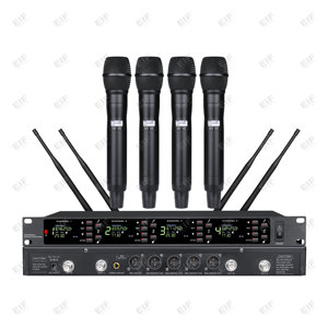 DA-8024 Micrófono Inalámbrico de Mano de 4 Canales para KTV, Karaoke y Transmisión en Vivo con Batería AA y Conector XLR - Product Image 1