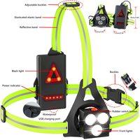 Lampes de course LED étanches rechargeables par USB, sangles réfléchissantes portables pour poitrine et dos, pour coureurs et joggeurs, pour chaussures de course