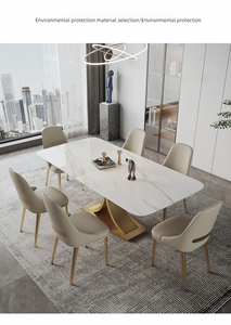 Italian Design Light Luxury Modern <strong>Rectangular</strong> Marble Rock Plate <strong>Table</strong> Small Household Guest Restaurant <strong>Dining</strong> for 6