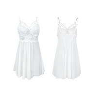 Baju Tidur Wanita Model Babydoll Seksi Berbahan Renda dengan Kerah V dan Bukaan Depan - Lingerie Bernapas untuk Musim Semi, Panas, dan Gugur