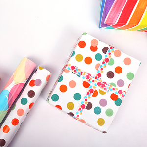 Vente en gros 80g anniversaire multicolore papier d'art tissu 43*300cm cadeau de luxe emballage personnalisé rouleau de papier d'emballage - Product Image 2