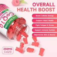 Gummies de Coenzyme Q10 Marque Blanche OEM 250mg Pureté 99% Qualité Alimentaire Saveur Framboise Sans Sucre Supplément Oméga-3 Vitamine B12