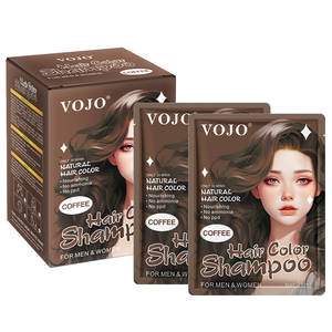VOJO <span class=keywords><strong>Champú</strong></span> Tinte Semipermanente para el Cabello con Aroma a Café, 25ml*10 Sobres, Cobertura de Canas en 10 Minutos, Sin Amoníaco, Sin PPD, para Hombres y Mujeres - Product Image 1