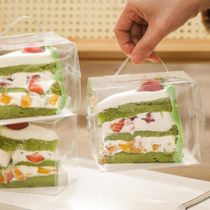 Caja de Embalaje para Rebanadas de Mousse, Caja Transparente para Transportar Pasteles Mille-Feuille de 6/8 Pulgadas - Product Image 3