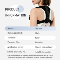 Sangle Correctrice de Posture Noire en Gros pour Usine, Soutien Dorsal Flexible pour l'Exercice Quotidien et la Vie Quotidienne