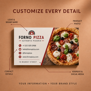 Biglietti da Visita Personalizzati per Pizzerie, Biglietti con <span class=keywords><strong>Foto</strong></span> di Cibo Stampate per Promozione del Brand di Pizzeria - Product Image 6