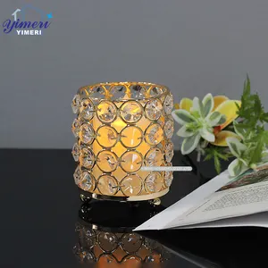 home aromatherapy decor cylinder metal votive tea light holder nordic gold crystal small candle stand