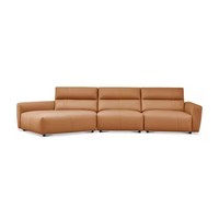 Canapé d'angle moderne en cuir véritable avec structure en bois, idéal pour salon, hôtel, maison, villa (OEM)