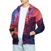 Sweat-shirt à capuche POD imprimé par transfert thermique, motif galaxie coloré, décontracté, ample, streetwear, 100% polyester, personnalisable