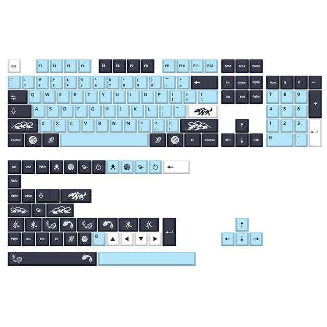 Blue MIZU Keycap 139 Keys Cherry Profile PBT Five-sided Sublimation Keycaps for Mechanical Keyboard