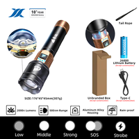 Lampe torche LED rechargeable puissante pour le camping, zoomable, blanc froid, OEM/ODM, idéale pour l'extérieur