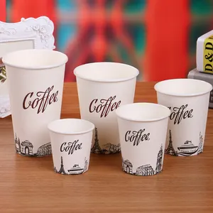 PLA Airline使い捨てコーヒーカップカスタム会社のロゴ印刷されたホットドリンクを宣伝するための白い紙コップ