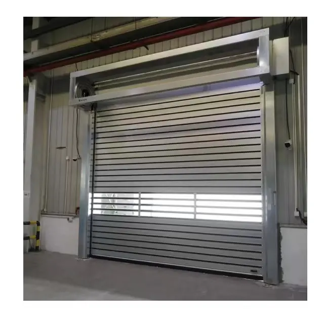 Puertas enrollables eléctricas de alta velocidad, persiana de riel de aluminio, resistente al viento, Industrial