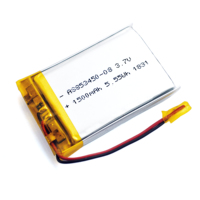 Baterai Lithium Ion Polymer Pouch Bersertifikasi UL1642 CB(17) UN38.3 CE 853450 3.7V 1500mAh untuk Sensor Pelacak GPS