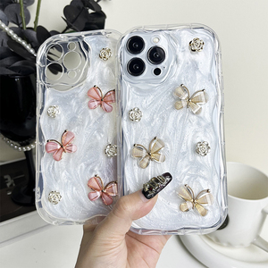 <span class=keywords><strong>Coque</strong></span> de téléphone portable en silicone de luxe avec paillettes époxy motif papillon floral, style coréen Ins, pour femmes, compatible avec <span class=keywords><strong>iPhone</strong></span> 17 Pro Max, 13, 12, 11, <span class=keywords><strong>14</strong></span>, 15 <span class=keywords><strong>Plus</strong></span> - Product Image 4