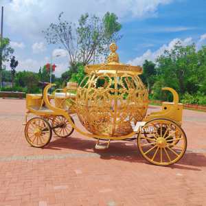 Vente en gros de magnifiques chariots de mariage dorés en forme de citrouille, chariots royaux pour princesse - Product Image 1