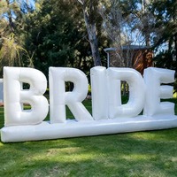 Lettres gonflables LED 3D personnalisées, éclairées, étanches, multicolores, avec base facile à installer pour la publicité extérieure