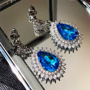 Orecchini Pendenti a Goccia in Cristallo Blu per Donne, Elegante Regalo da Viaggio, Accessori di Moda - Product Image 1