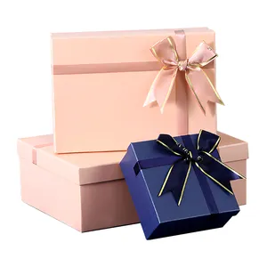 Luxury Flat Packiage 2 Piece Folding Cardboard Paper Box Ribbon Closures Foldable Packaging Gift Boxes with Magnetic Lid