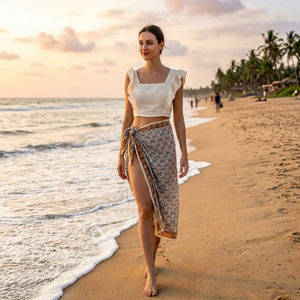 Écharpe de luxe en coton imprimé à la main, paréo de plage bohème, sarong doux, couverture d'été, foulard de créateur tendance pour femme - Product Image 1