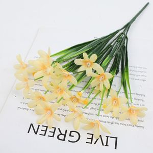 Orchidées <span class=keywords><strong>Cymbidium</strong></span> artificielles au toucher réel avec feuilles vertes, centre de table pour la décoration de la maison et des mariages - Product Image 6