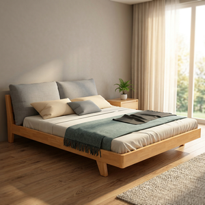 Modern Minimalist Solid Teak Platform <b>Bed</b> <b>Frame</b> Wooden <b>Bed</b> Base <b>for</b> Hotel Villa Bedroom Furniture - Product Image 2
