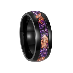 Gioielli da uomo di moda 8mm pietra viola lamina dorata intarsio nero in acciaio inossidabile <span class=keywords><strong>anelli</strong></span> <span class=keywords><strong>per</strong></span> matrimonio fidanzamento anniversario regalo - Product Image 6