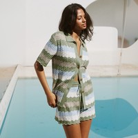 Ensemble de plage sexy en tricot rayé transparent pour femme, cardigan ajouré colorblock et short assorti, tenue chic pour les vacances